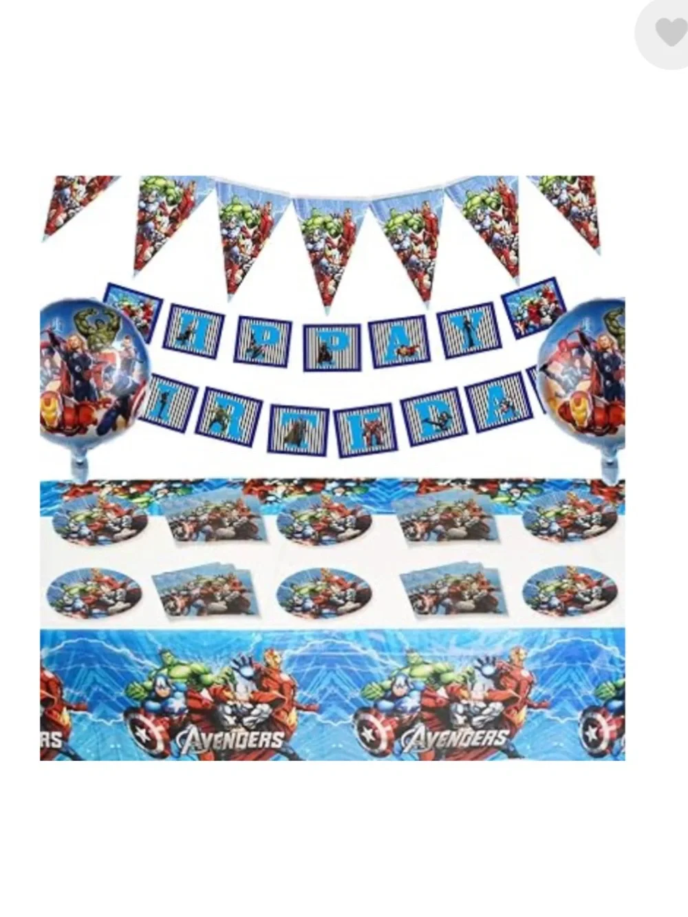 Marvel Avengers Blue Birthday Party Supplies Pack